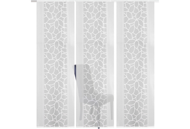 Home Wohnideen KONTURO 3er SET Schiebevorhang aus Jacquard weiß 225x57 cm