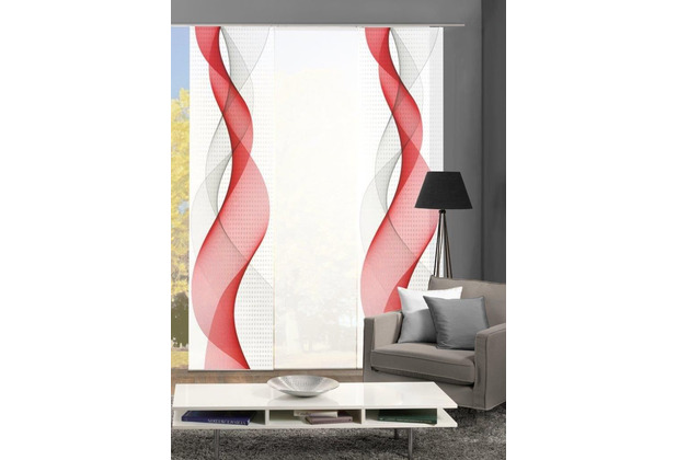 Home Wohnideen OPALIA 3er SET Schiebevorhang aus Dekostoff digitalbedruckt rot 245x60 cm
