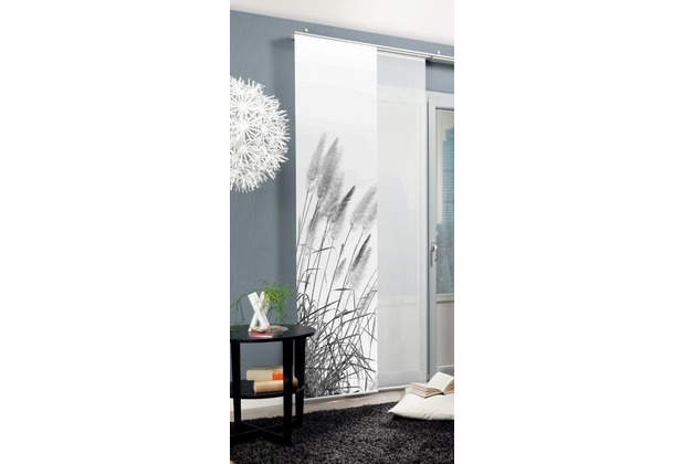 Home Wohnideen PAMPAS Schiebevorhang aus Seidenoptik digitalbedruckt grau 245x60 cm