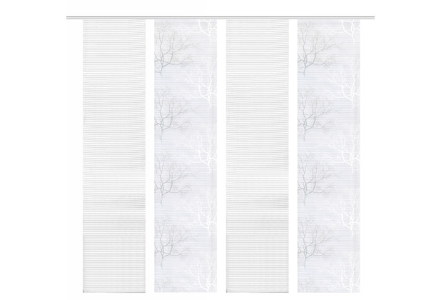 Home Wohnideen Schiebevorhang Querstreifen 4er Set Baum Grau 245x57 cm