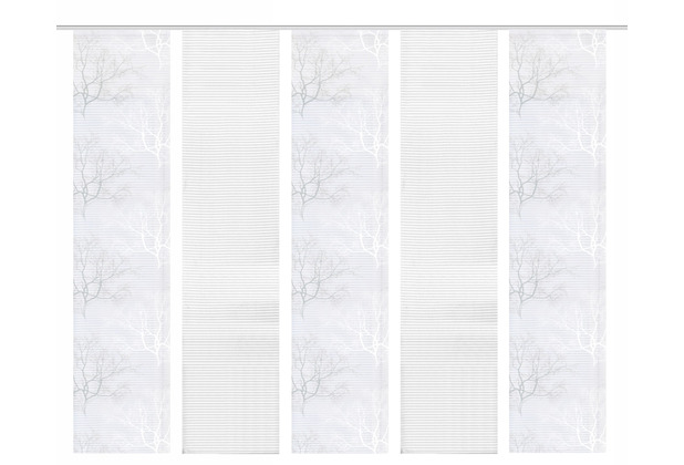 Home Wohnideen Schiebevorhang Querstreifen 5er Set Baum Grau 245x57 cm