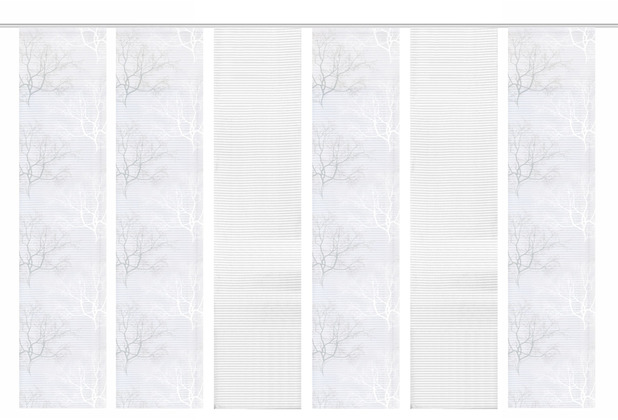Home Wohnideen Schiebevorhang Querstreifen 6er Set Baum Grau 245x57 cm