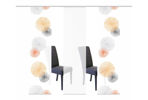 Home Wohnideen SCOPPIO 3er SET Schiebevorhang aus Dekostoff digitalbedruckt orange 245x60 cm