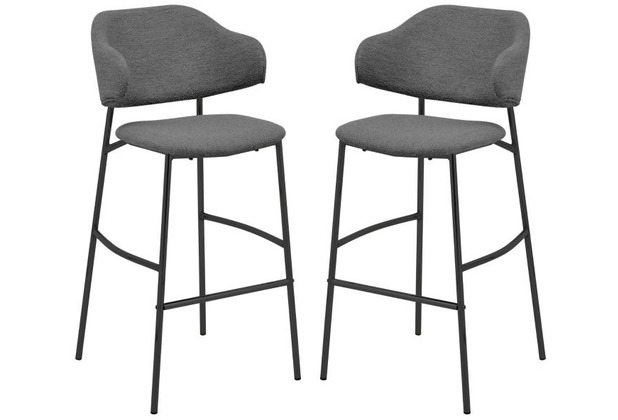 HSM Collection Barhocker Tracy 2er Set - 55X65X107 - Grau/Schwarz - Alpin/Metall