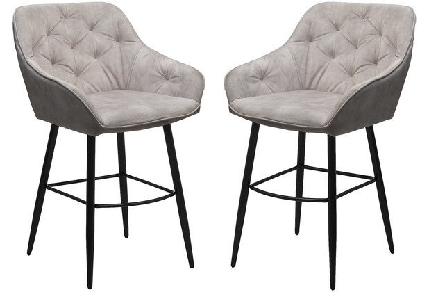 HSM Collection Barstool Liverpool set of 2 - 56x61x97 - Beige/black - Velours/metal