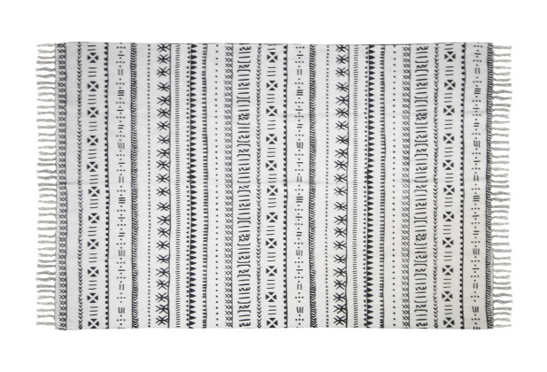 HSM Collection Baumwollteppich mit Print - 210x150 cm - Schwarz/Wei
