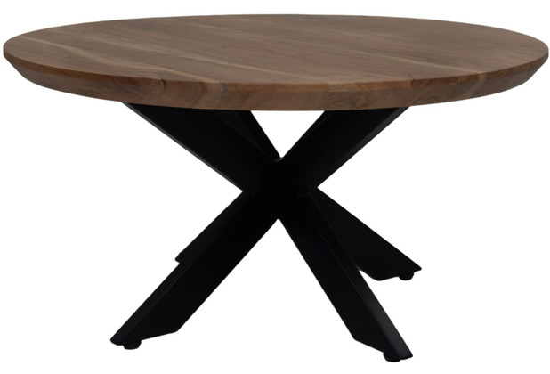 HSM Collection Coffee table Zurich - 80x80x42 - Natural/black - Swiss edge - Acacia wood/metal