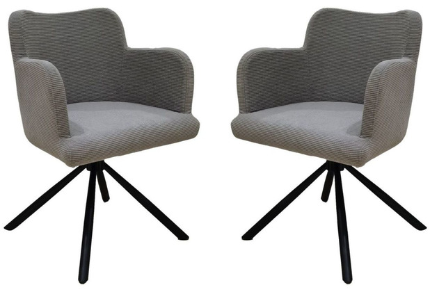 HSM Collection Dining chair Bella - Set of 2 - 56x60x82 - Light grey/black - Fabric/metal