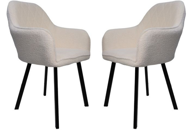 HSM Collection Dining chair Demi - Creme/black - Teddy/metal - Set of 2