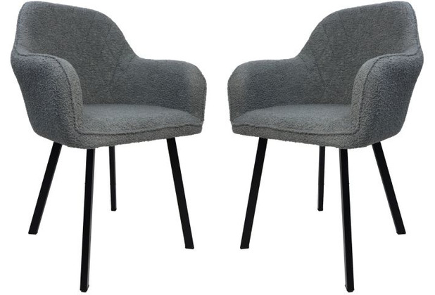 HSM Collection Dining chair Demi - Light grey/black - Teddy/metal - Set of 2