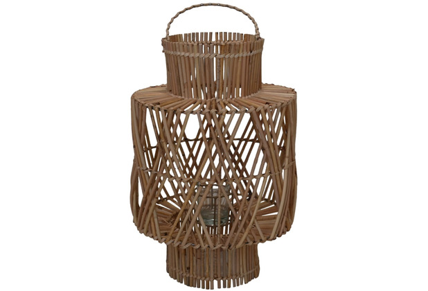 HSM Collection Lantern in & outdoor - 28x28x38 - Rattan/glass - Natural