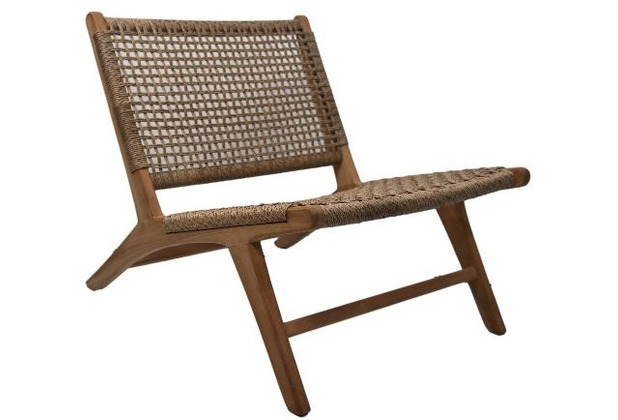 HSM Collection Lounge Sessel Rio - 65x80x66 - Abaka/Natur - Teak/Bananenblatt
