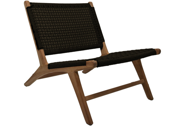 HSM Collection Lounge Sessel Rio - 65x80x66 - Schwarz/Natur - Teak/Bananenblatt