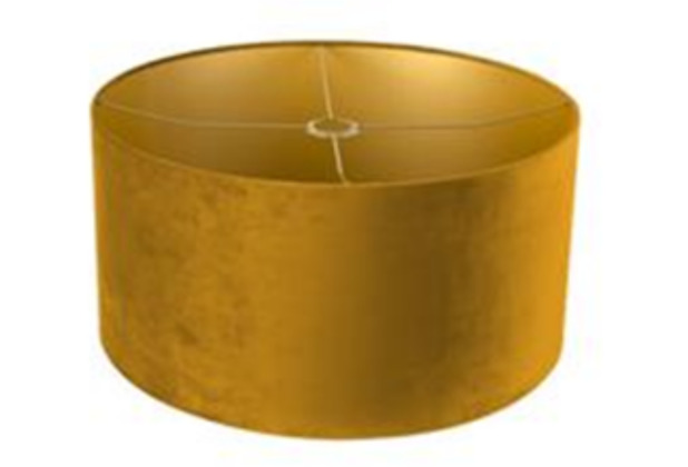 HSM Collection Runder Lampenschirm - 25x25x18 - Senfgelb/Gold - Samt