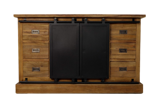 HSM Collection Sideboard Blackburn mit Schiebetr - Reclaimed teak/Eisen