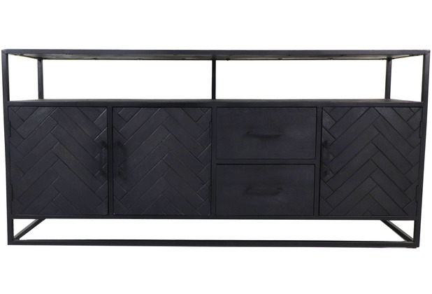 HSM Collection Sideboard Verona - 180x40x85 - Schwarz - Mangoholz/Eisen