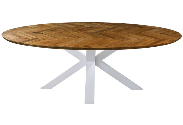 HSM Collection Table Fishbone Oval - 180x100x76 - Natural/white - Oak/metal