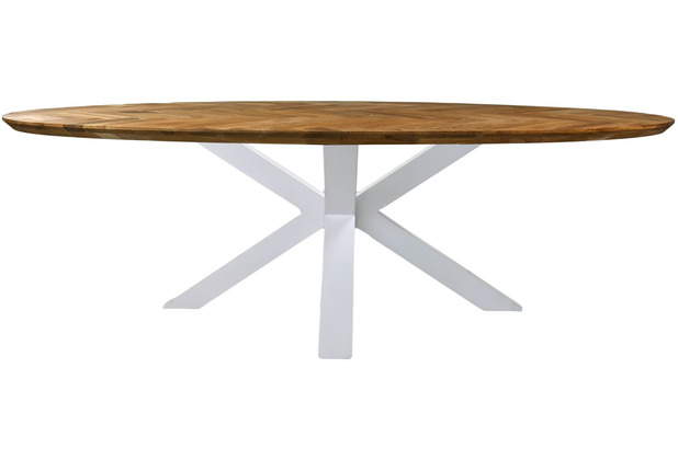 HSM Collection Table Fishbone Oval - 220x110x76 - Natural/white - Oak/metal