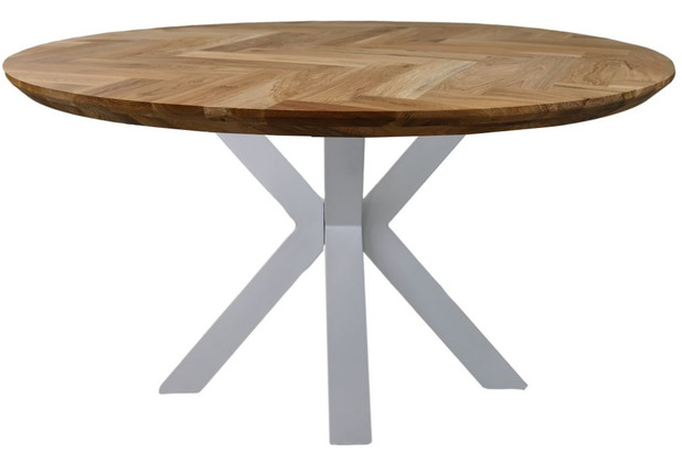 HSM Collection Table Fishbone Round - 150x76 - Natural/white - Oak/metal