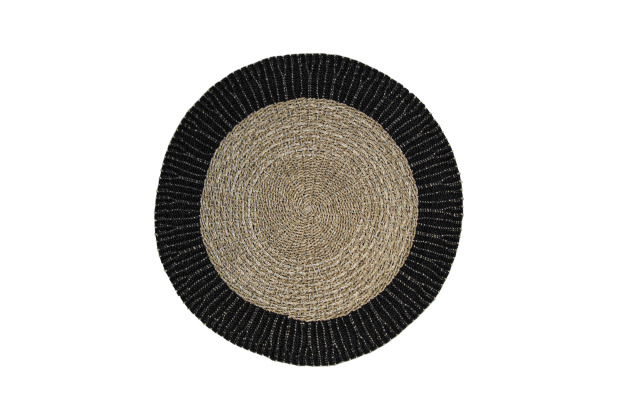 HSM Collection Teppich - 120 cm - raffia/seegras - Natur/Schwarz