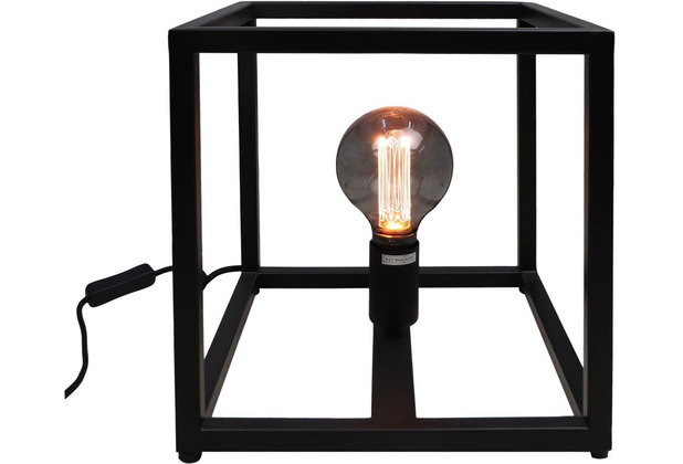 HSM Collection Tischlampe Fremont quadratischer Rahmen - 26 cm - schwarz