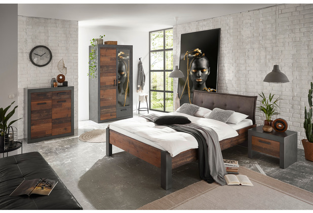 IMV Schlafzimmer Brooklyn Kombi S7 mit Kleiderschrank schwarz/braun