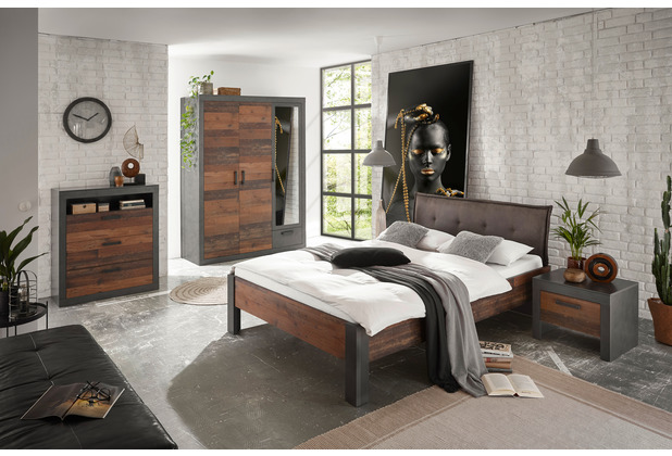 Hertie Schlafzimmer Brooklyn Kombi S9 mit Kleiderschrank schwarz/braun