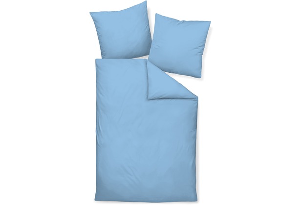 Janine Mako-Satin Colors hellblau Standard Bettbezug 135x200, Kissenbezug 80x80cm