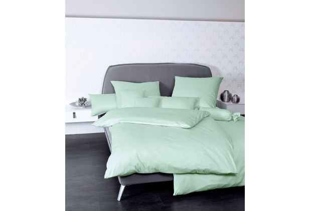 Janine Mako-Satin Colors jadegrün Standard Bettbezug 135x200, Kissenbezug 80x80cm