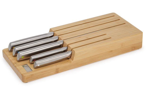 Joseph Joseph Elevate Steel Knives Bamboo Store 5-teiliges Messer-Set mit Schubladen-Aufbewahrungseinlage