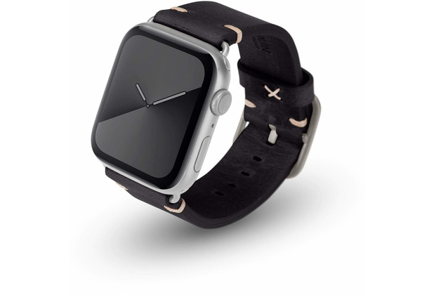 JT Berlin Watchband Alex Vintage | Apple Watch Ultra/42/44/45mm | schwarz - Aluminium silber | S/M | 10628