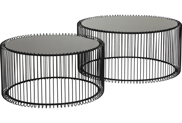 Kare Design Couchtisch Wire Black (2/Set), Runder Glastisch