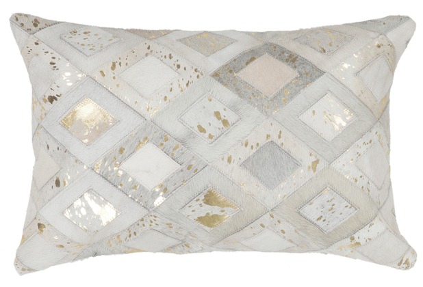 Kayoom Lederkissen Spark Pillow 110 Elfenbein / Gold 40 x 60 cm