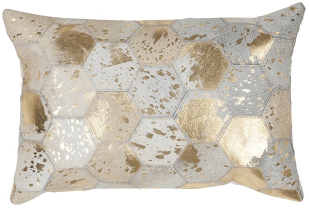 Kayoom Lederkissen Spark Pillow 210 Elfenbein / Gold 40 x 60 cm