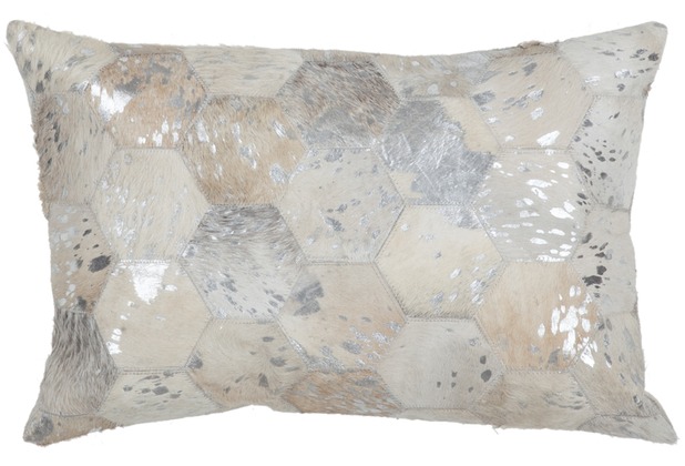 Kayoom Lederkissen Spark Pillow 210 Grau / Silber 40 x 60 cm