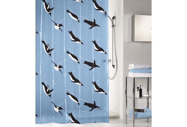 Kleine Wolke Duschvorhang Penguin Blau 180 x 200 cm (Breite x Hhe)