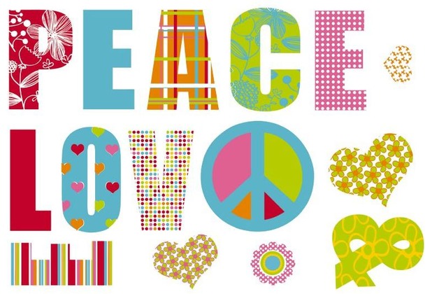 Komar Decosticker Love and Peace 100 x 70 cm
