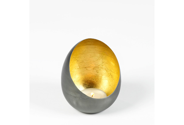 Lambert Casati Windlicht, klein naturgrau/gold