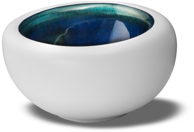 Le Coq Porcelaine Ovale Gourmet Schale 14x13,5 cm Abyssos Mattwei Blau