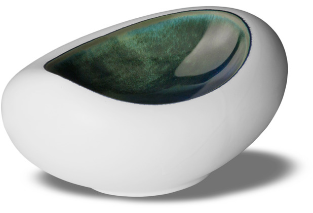 Le Coq Porcelaine Ovale Gourmet Schale 20x15 cm Abyssos Mattwei Blau
