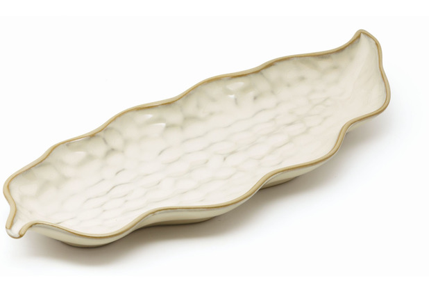 Le Coq Porcelaine Platte Blatt 34,5x13 cm Kypseli Beige