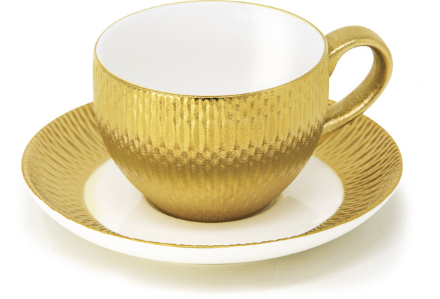 Le Coq Porcelaine Kaffeetasse Teetasse mit Untertasse 20 cl Dras Gold