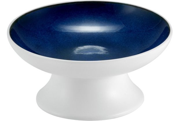 Le Coq Porcelaine Tortenplatte mit Fu 13,5 cm Abyssos Mattwei Blau