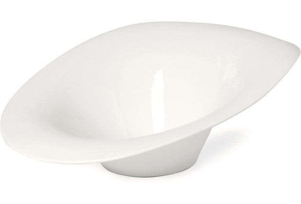 Le Coq Porcelaine Wellige ovale Schale 24,5x21 cm Febe Elfenbein
