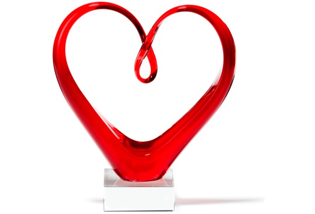 Leonardo Skulptur Heart Glas-Herz rot