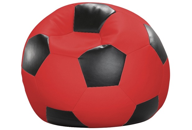 linke licardo Fußball-Sitzsack Kunstleder rot/schwarz Ø 80 cm