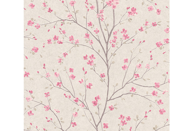 Livingwalls Vliestapete Metropolitan Stories Tapete mit Kirschblüten Mio Tokio braun rosa weiß 379121 10,05 m x 0,53 m