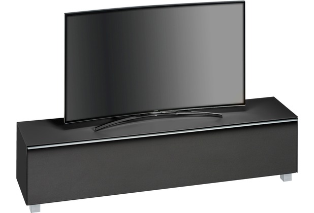 MAJA Möbel Soundboard SOUNDCONCEPT GLASS Schwarzglas matt - Akustikstoff schwarz 180,2 x 43,3 x 42 cm