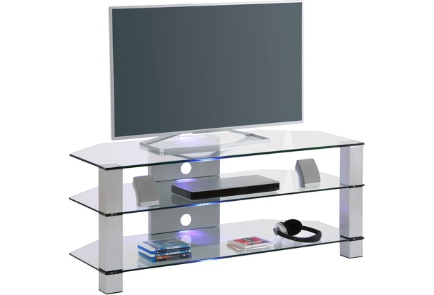 MAJA Möbel TV-Rack MEDIA MODELLE GLAS Metall Alu - Klarglas 120 x 50 x 50 cm