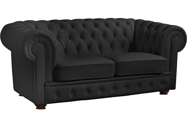 Max Winzer Bridgeport Sofa 2-Sitzer pigmentiertes Nappaleder schwarz